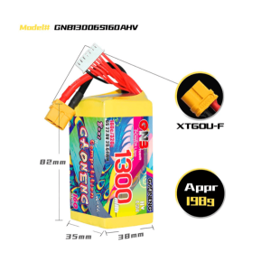 GNB 1300mAh 6S 22.2V 160C (XT60) – мощный LiPo-аккумулятор для FPV-дронов. Photo 2